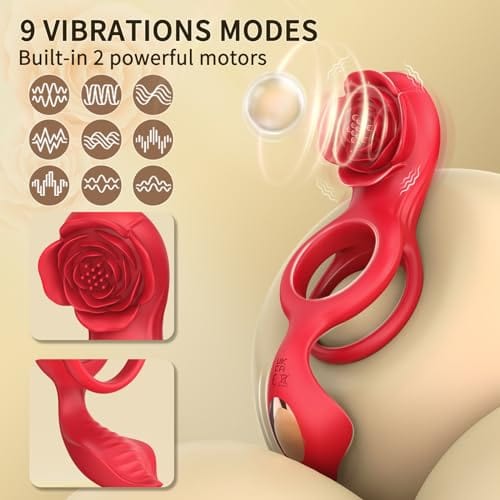 Cock Ring with Rose Clitoral Stimulation - Image 3