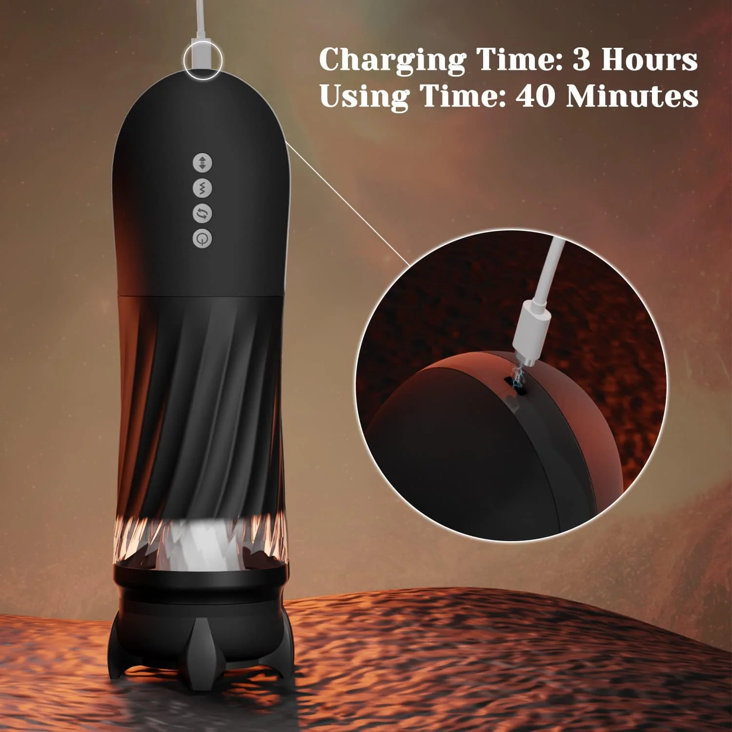 Rocket 3d Realistic Textured Electric Stroker With 5 Thrusting Rotating Modes - Image 11
