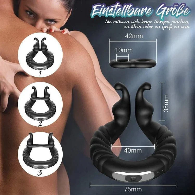 Vibrating Dual Penis Ring Dildo Stretchy Cock Ring - Image 2