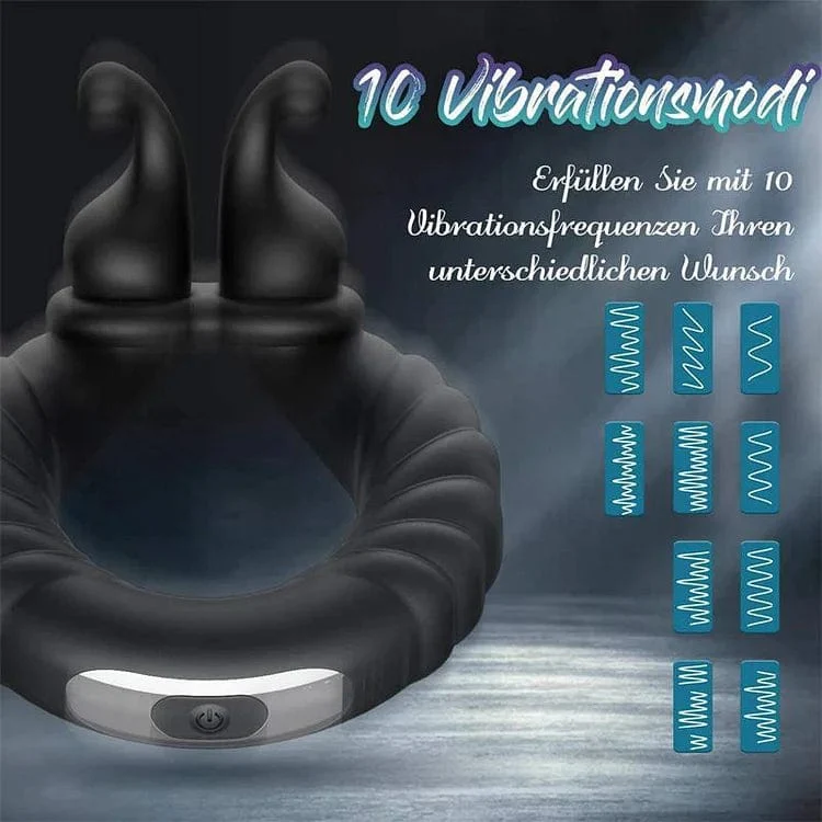 Vibrating Dual Penis Ring Dildo Stretchy Cock Ring - Image 3