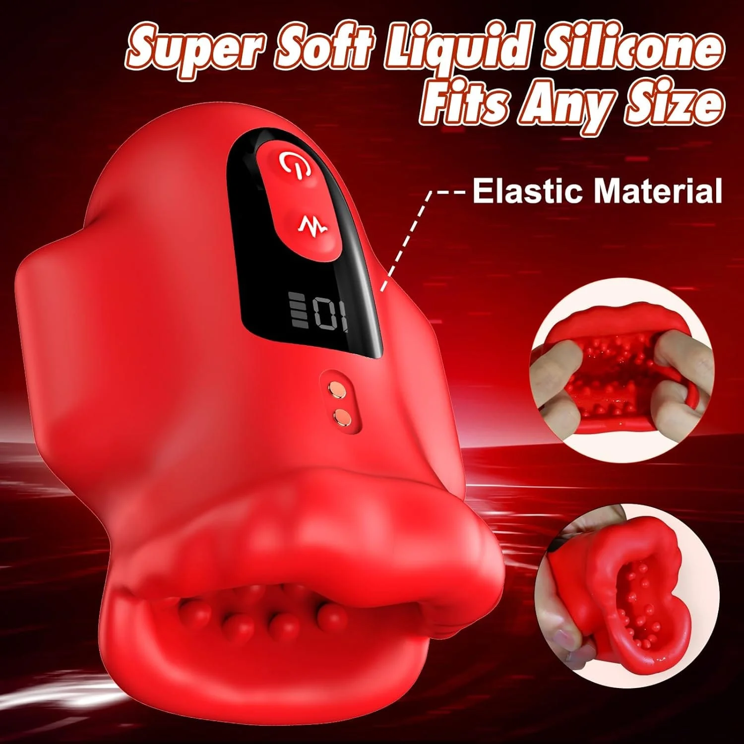 Mouth 360° Wrapped Penis Vibrator with LCD Display For Glans Training - Image 4