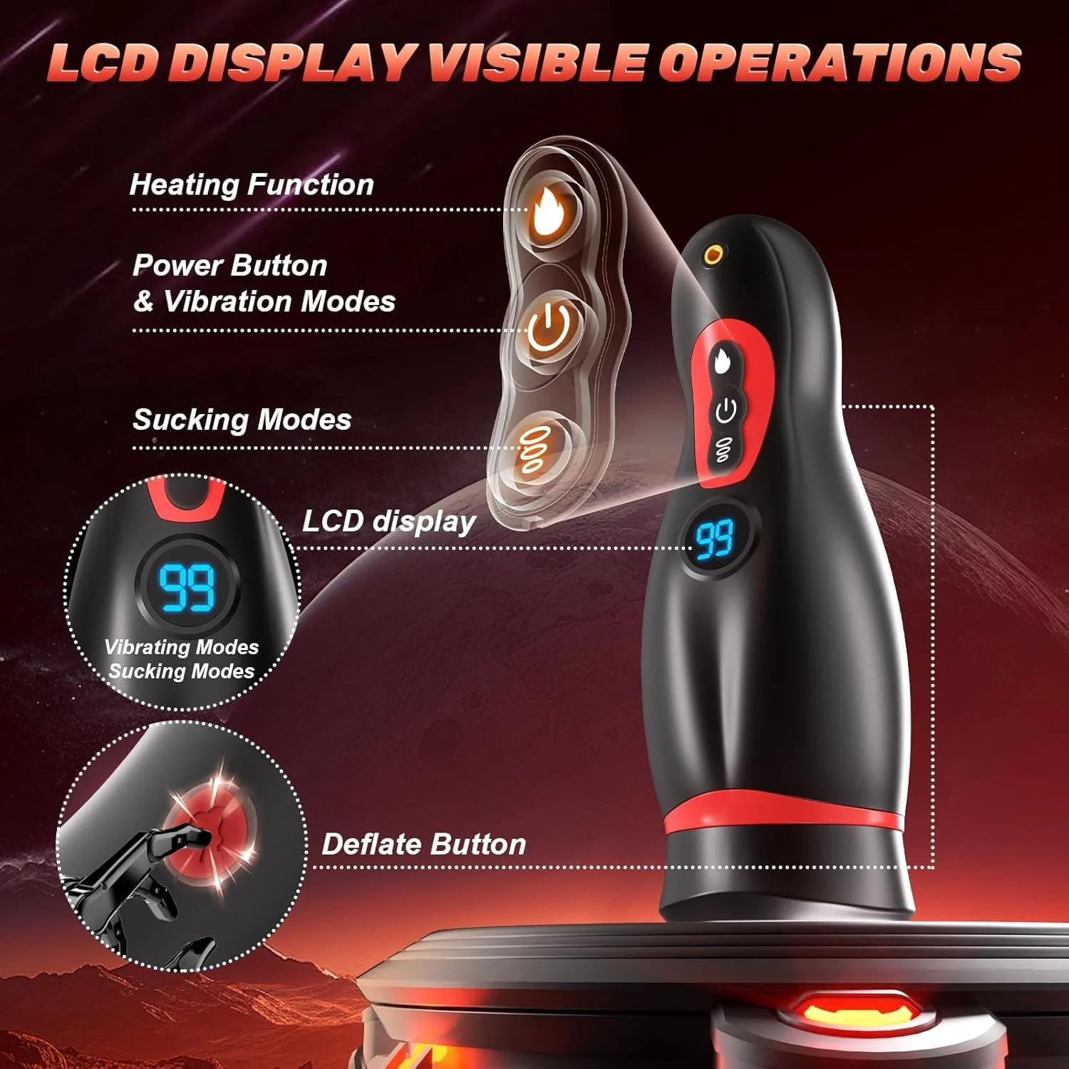 Nebula 9 Sucking Vibration Heating Male Stroker with Phone Holder - Image 7