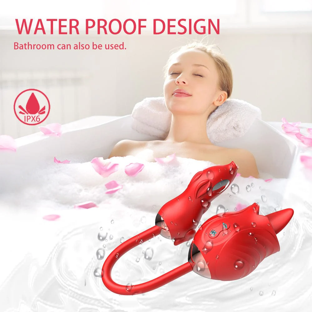 New Rose Double Head Tongue Licking Vibration Jump Egg For Women - Image 5