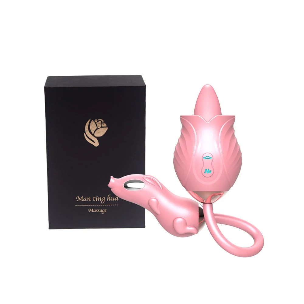 New Rose Double Head Tongue Licking Vibration Jump Egg For Women - Image 6