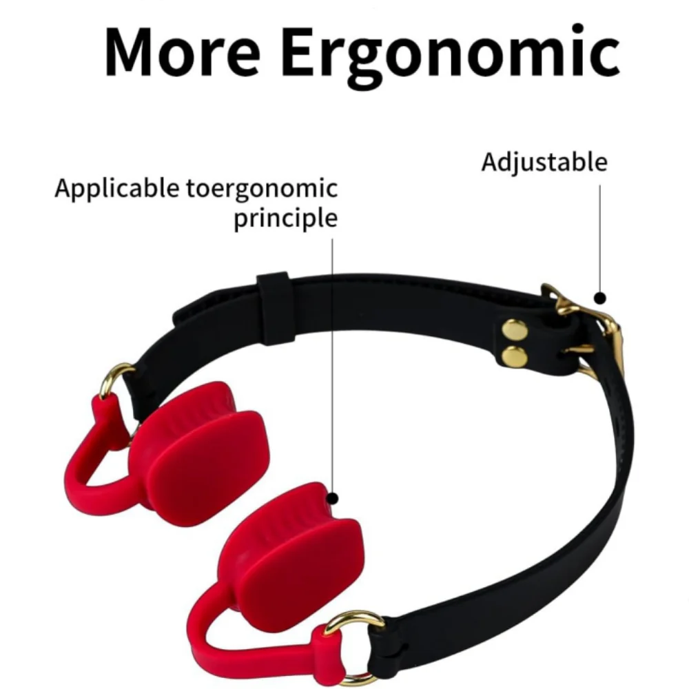 Open Mouth O-Ring Gag with Adjustable Leather Strap - Image 5