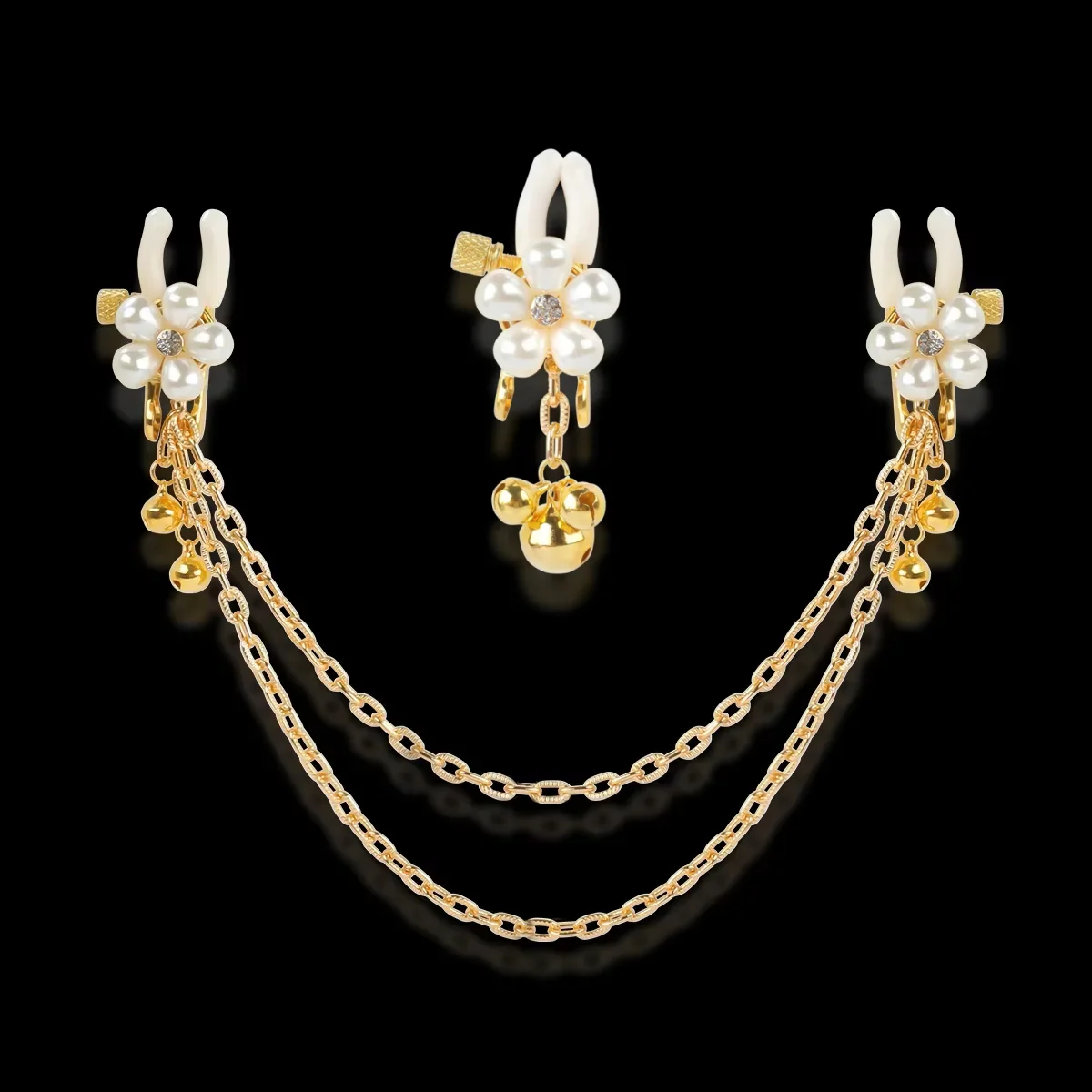 Pearl Petals Bells Nipple Clamps with Chain - Image 11