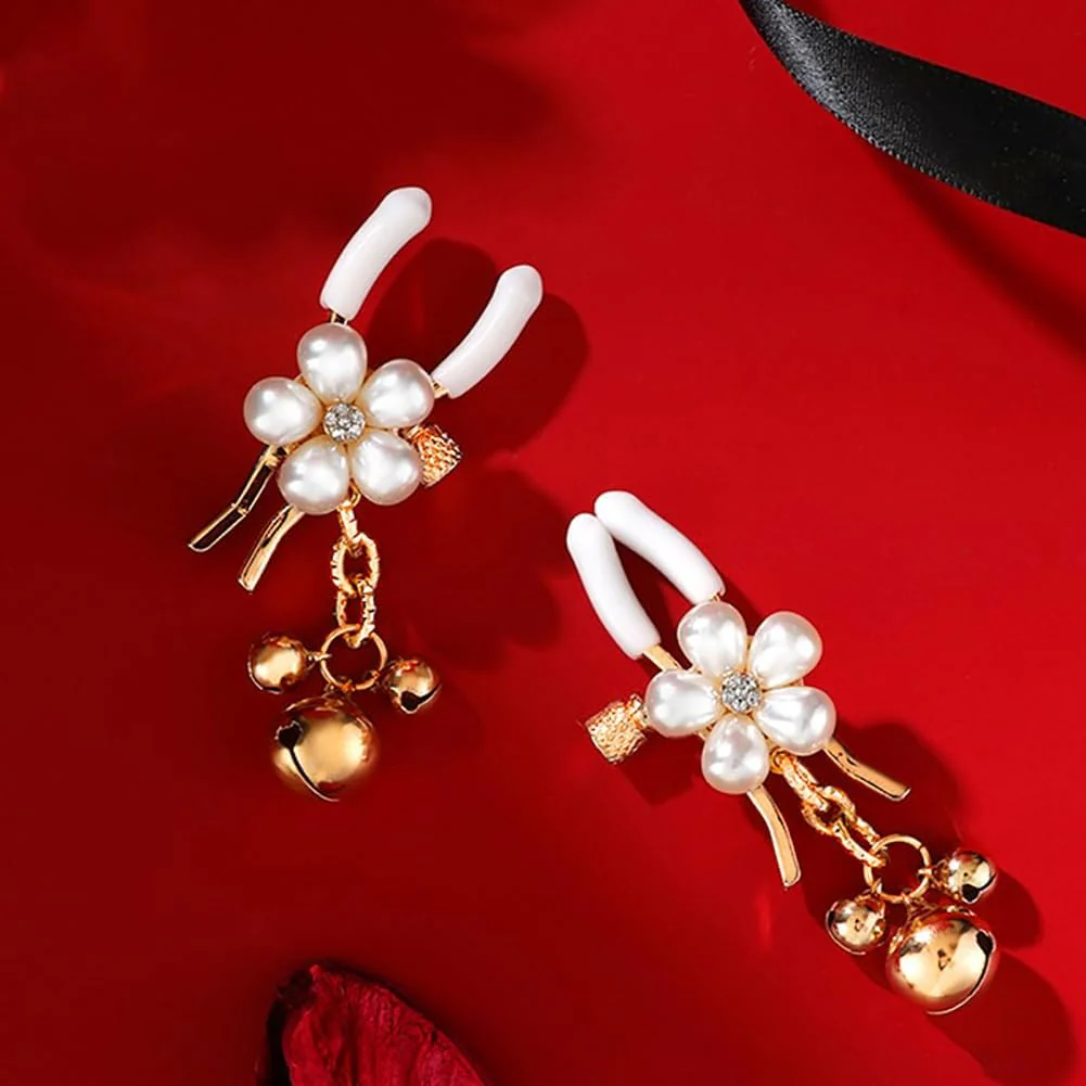 Pearl Petals Bells Nipple Clamps with Chain - Image 4