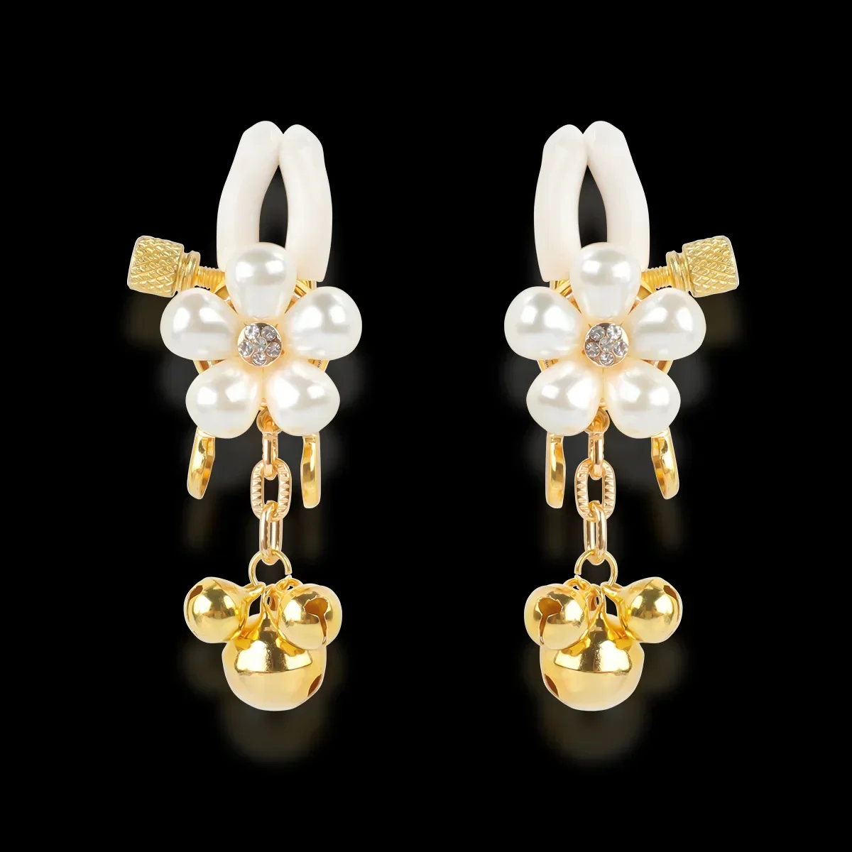 Pearl Petals Bells Nipple Clamps with Chain - Image 7