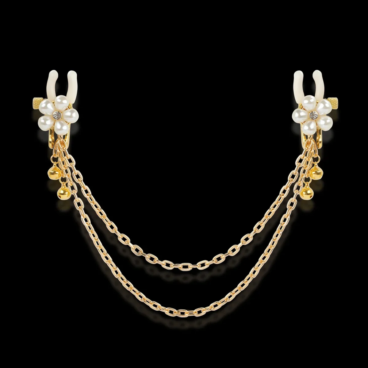 Pearl Petals Bells Nipple Clamps with Chain - Image 8