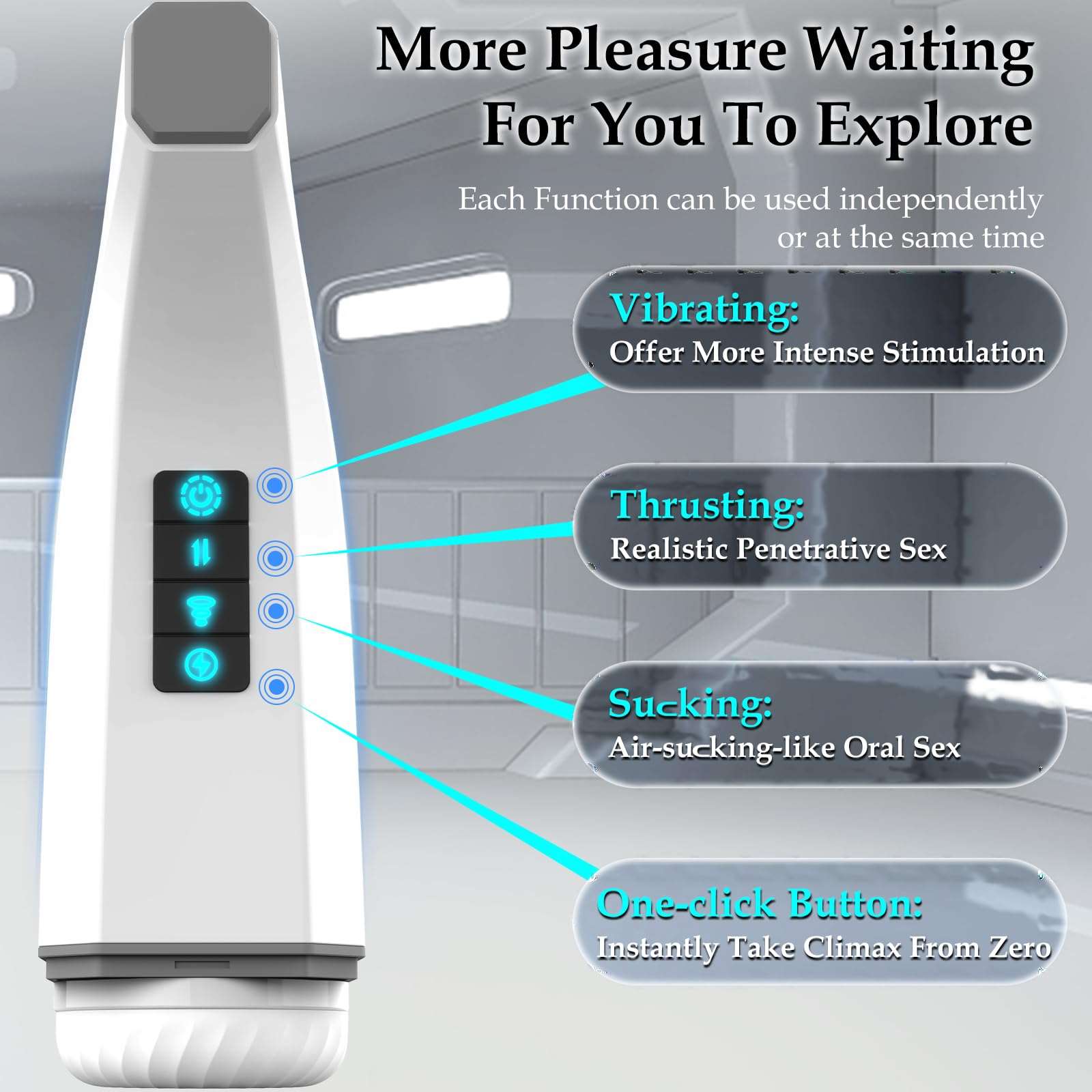007-Ⅲ Penis 4D Clip Suction Smart Real Voice Tongue Lick Male Masturbator - Image 8