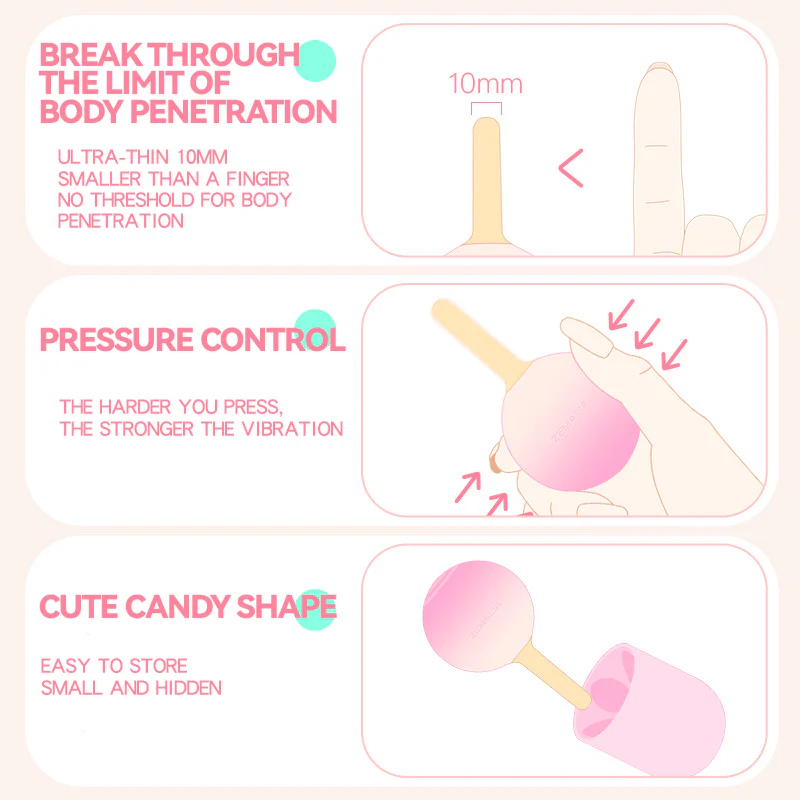Pink Gradient Lollipop Pressure-sensitive Control Vibrator - Image 4