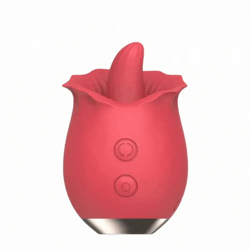 Powerful Rose Toy Vibrator With Tongue Licking Oral Nipple Clit Clitoris Stimulator