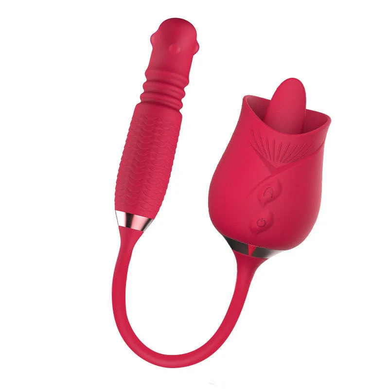 Purple Rose Toy Rotating Pearls Telescopic Tongue-licking Vibrator - Image 9