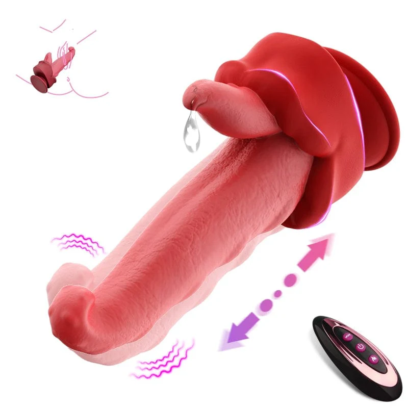 Realistic Tongue Thrusting Heating Fantasy Dildo With Suction Cup - Image 2