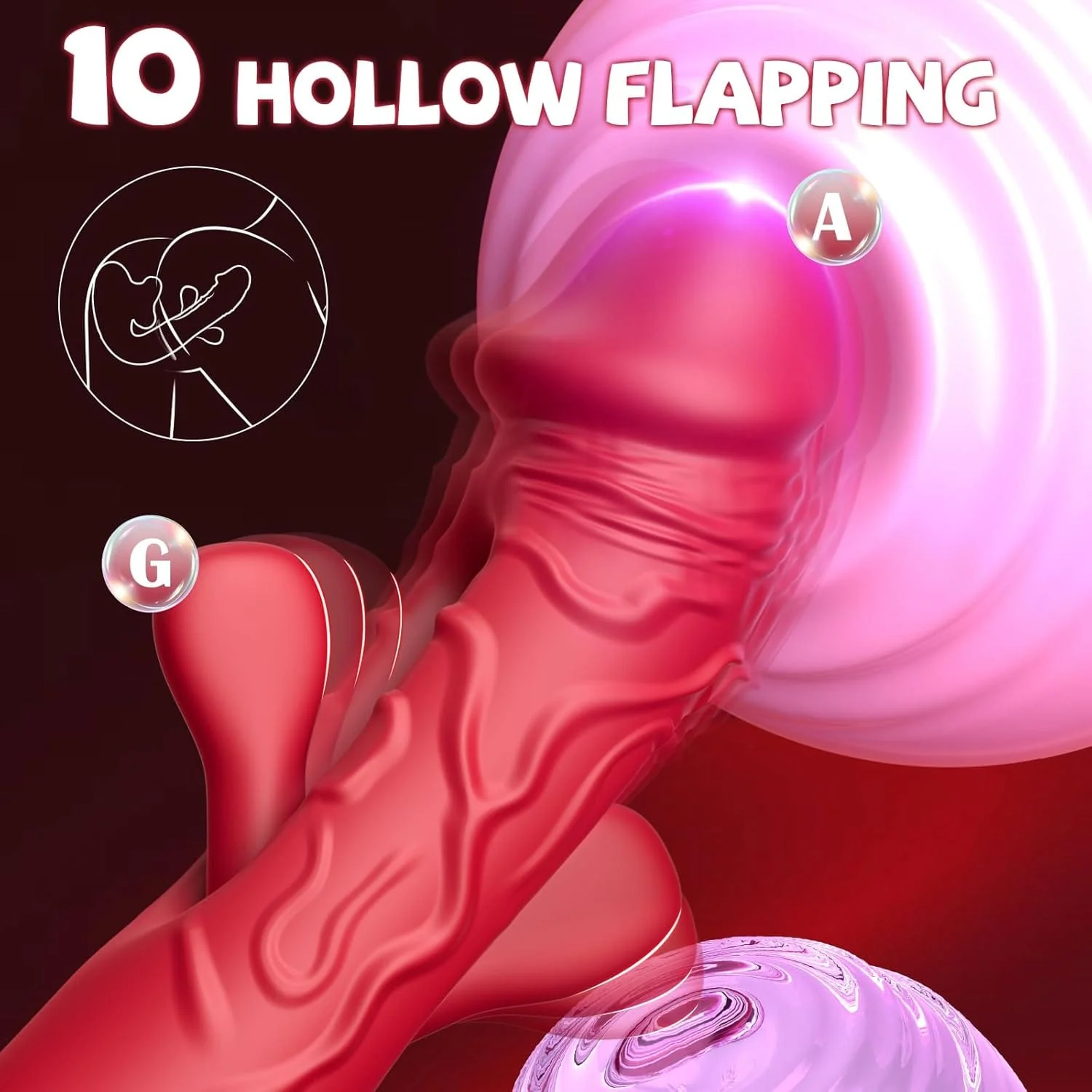 Rose Muncher 3-in-1 G Spot Vibrator Dildo with 10 Flapping & Vibrating & Licking Biting Modes - Image 4