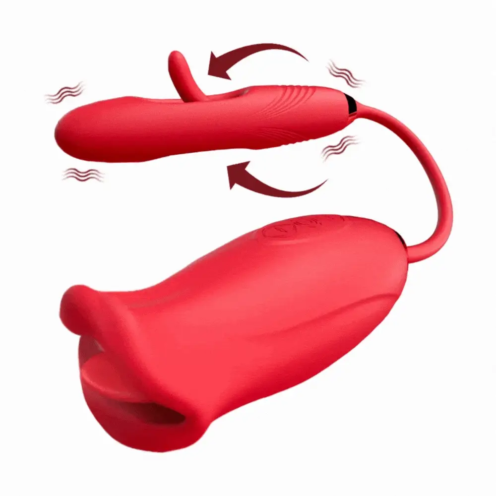 Rose Muncher Lip Tongue Suction Vibrator With Patting Dildo Vibrator