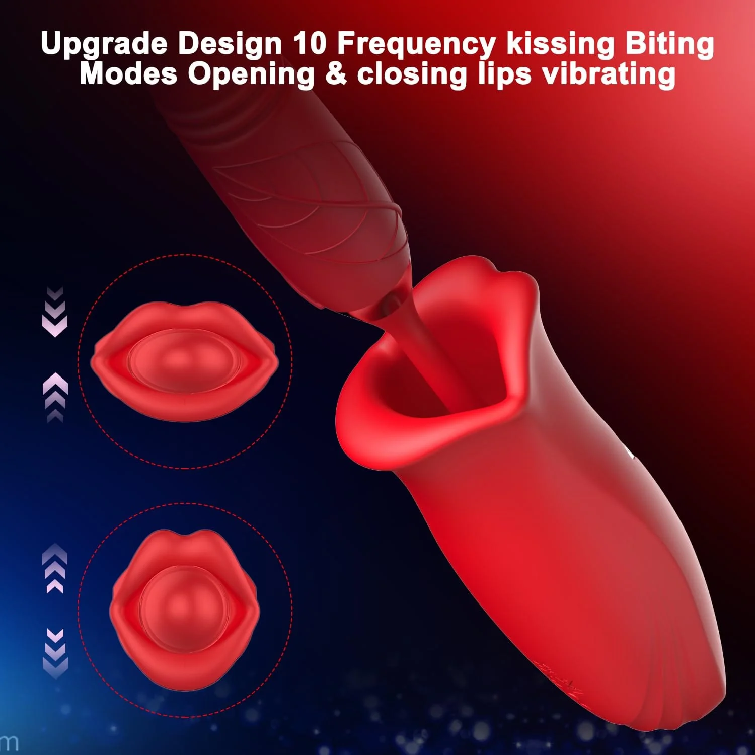 Rose Muncher Lip Tongue Suction Vibrator With Thrusting Dildo Vibrator - Image 12
