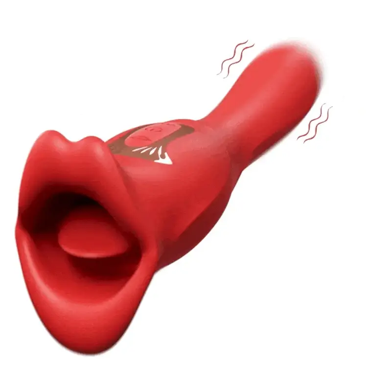 Rose Muncher Vibrator With Stick 10 Vibration Modes And 10 French Kissing Modes