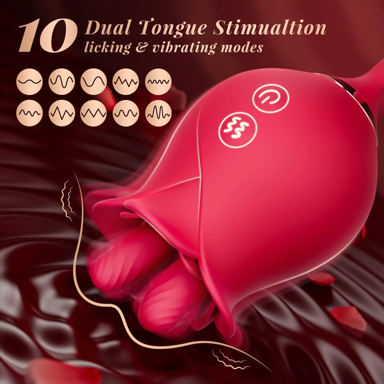 Rose Romeo Dual Tongue Rose Adult Toys Vibrators 10 Licking Thrust - Image 3