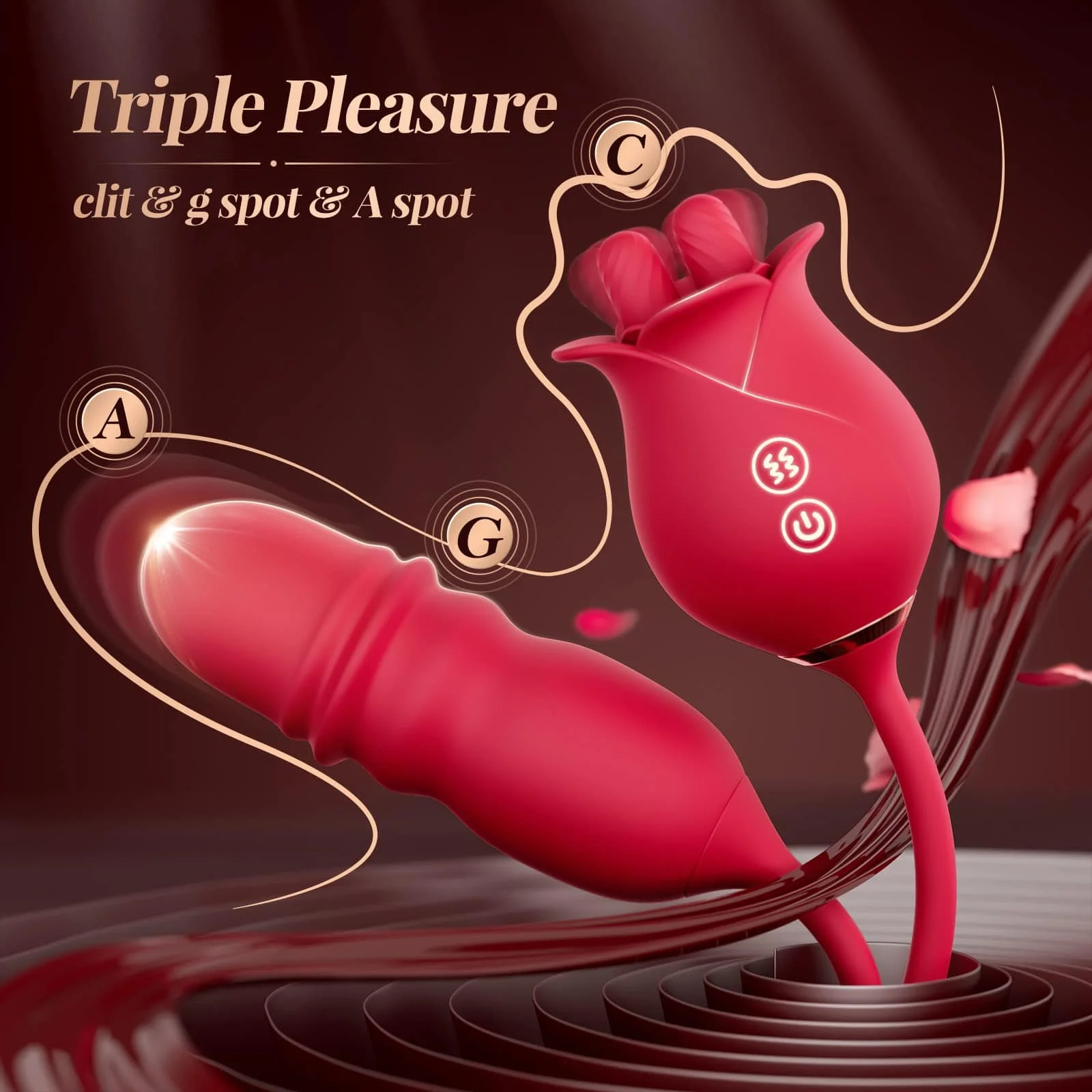 Rose Romeo Dual Tongue Rose Adult Toys Vibrators 10 Licking Thrust - Image 6