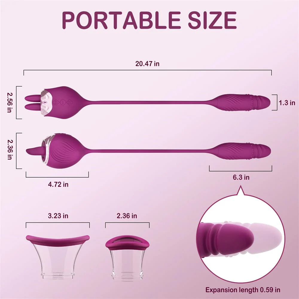 Rose Sex Toy 4 In1 Tongue Licking Thrusting G Spot Vibrator Clitoral Nipple Sucker Pump Stimulator - Image 5
