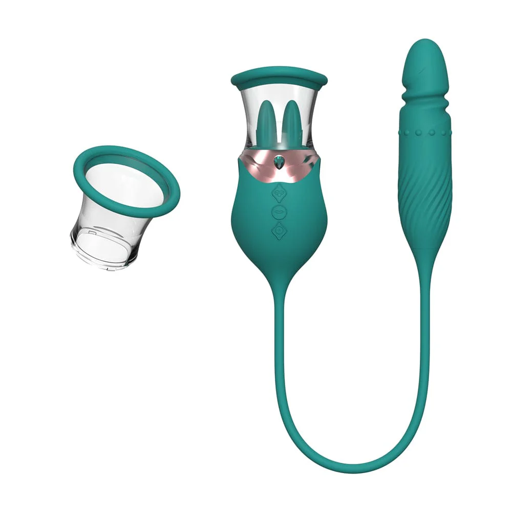 Rose Sex Toy 4 In1 Tongue Licking Thrusting G Spot Vibrator Clitoral Nipple Sucker Pump Stimulator - Image 6