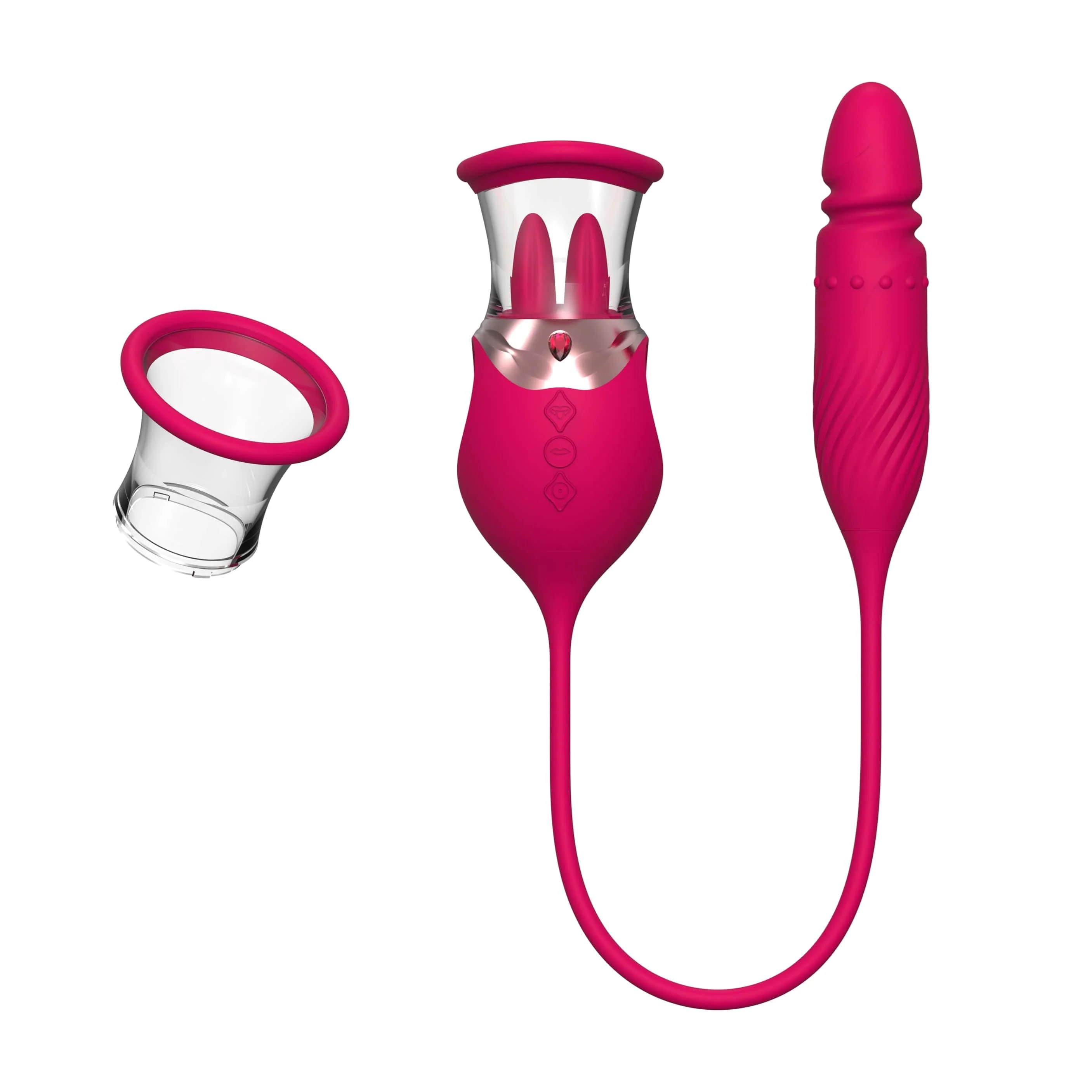 Rose Sex Toy 4 In1 Tongue Licking Thrusting G Spot Vibrator Clitoral Nipple Sucker Pump Stimulator - Image 8