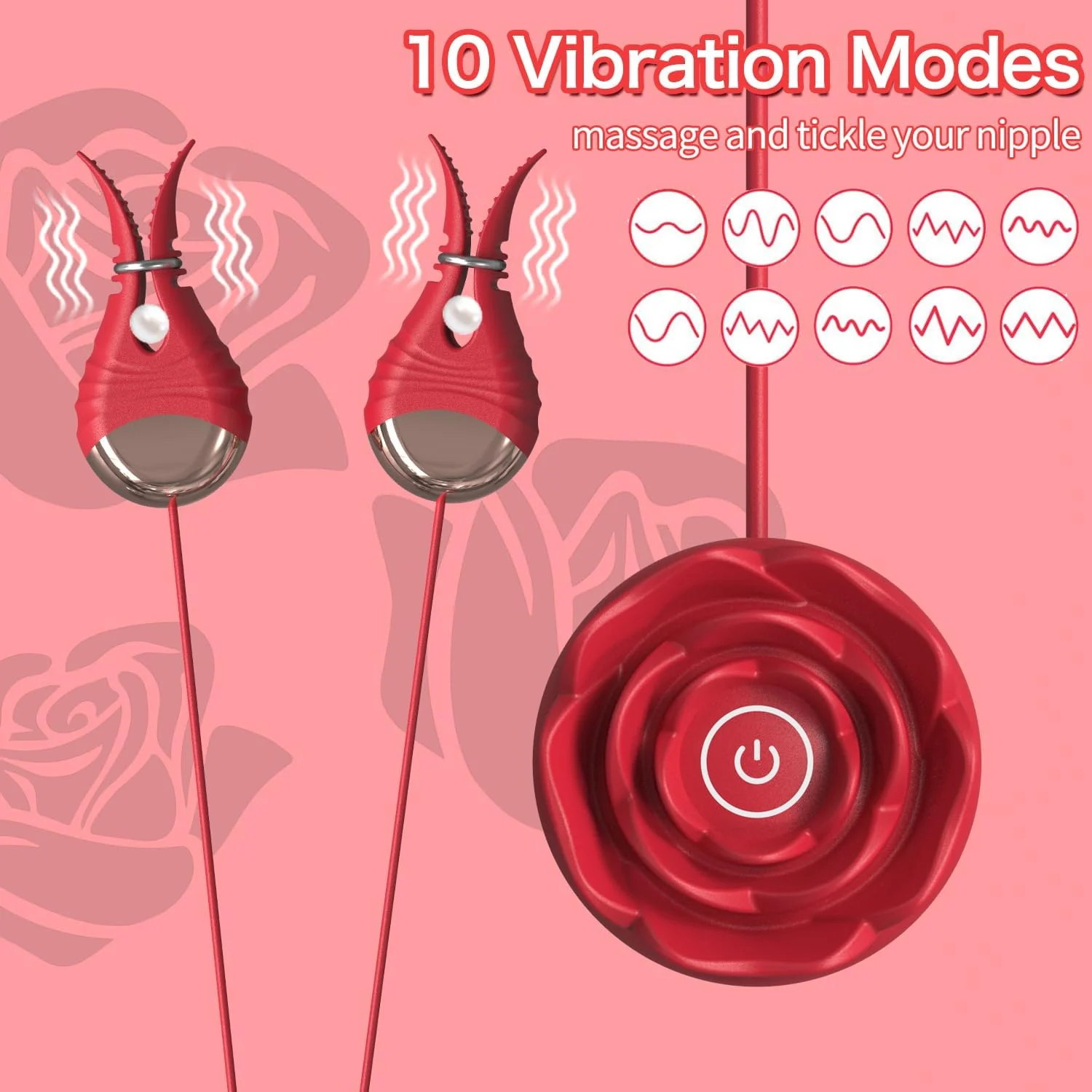 Rose-shaped 10 Vibration Nipple Clamps Set - Image 2