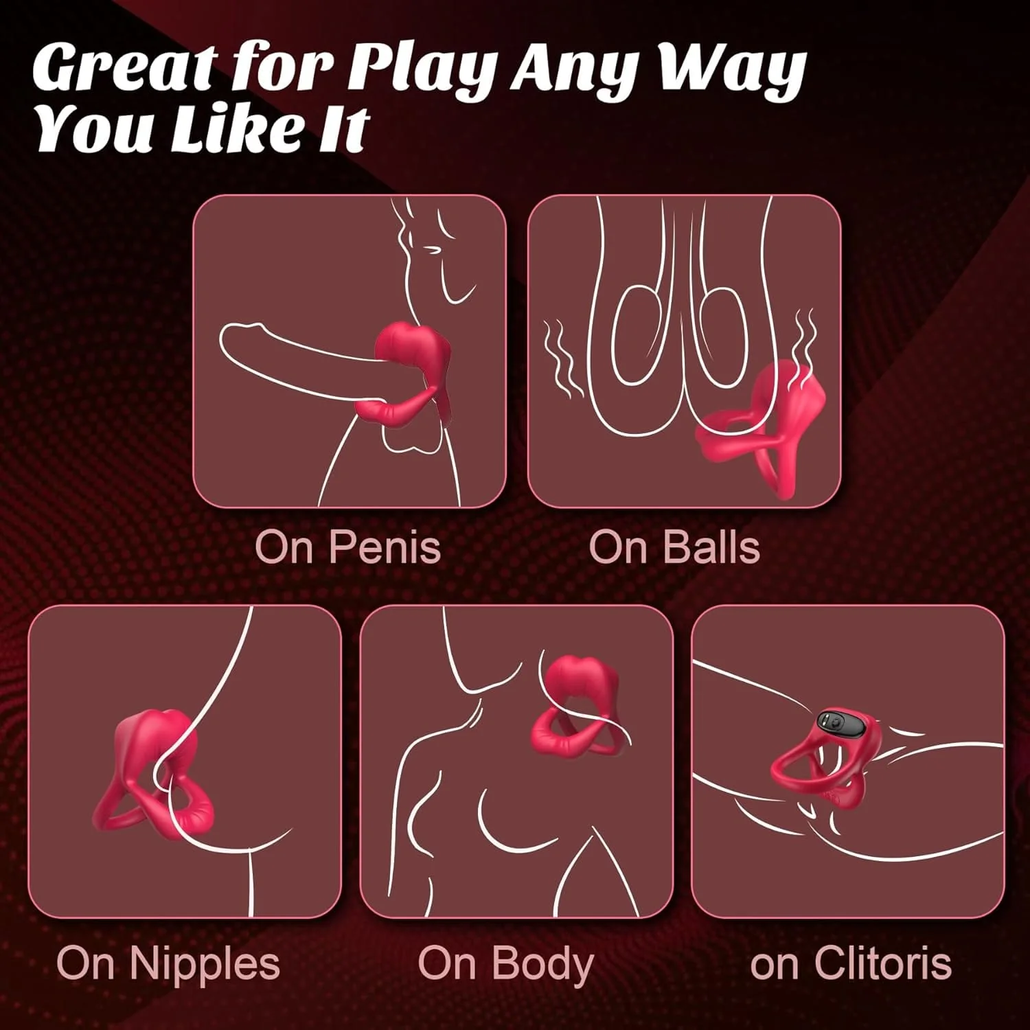 Rose Vibrating Cock Ring with Sexy Lip Clitoris Stimulator - Image 4