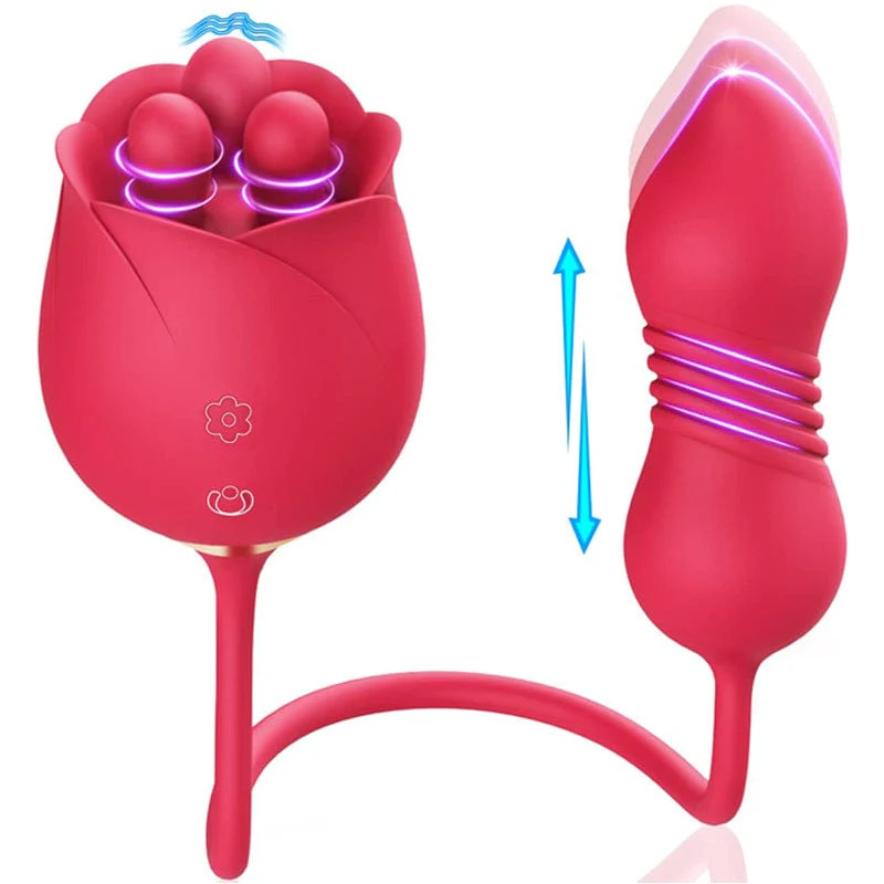 S475-7 4-in-1 Three Pistils Rose Toy With Telescopic Egg - Image 2