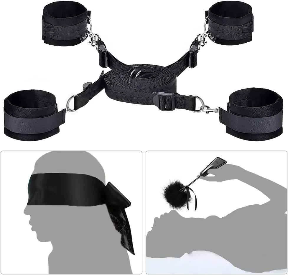 Sex Bondage BDSM Restraints Set with Blindfold and Tickler For Bedroom sex - Image 2