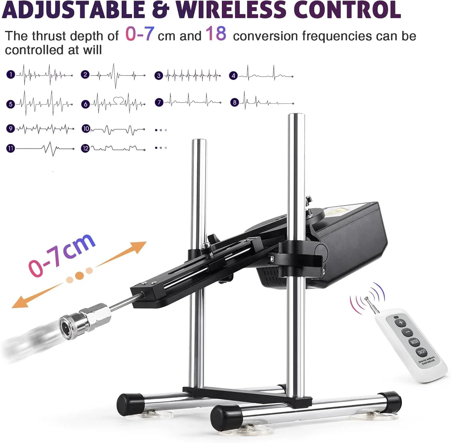 Silent sex machine 70W powerful 7cm adjustable premium thrust dildo machine 3 attachments - Image 2