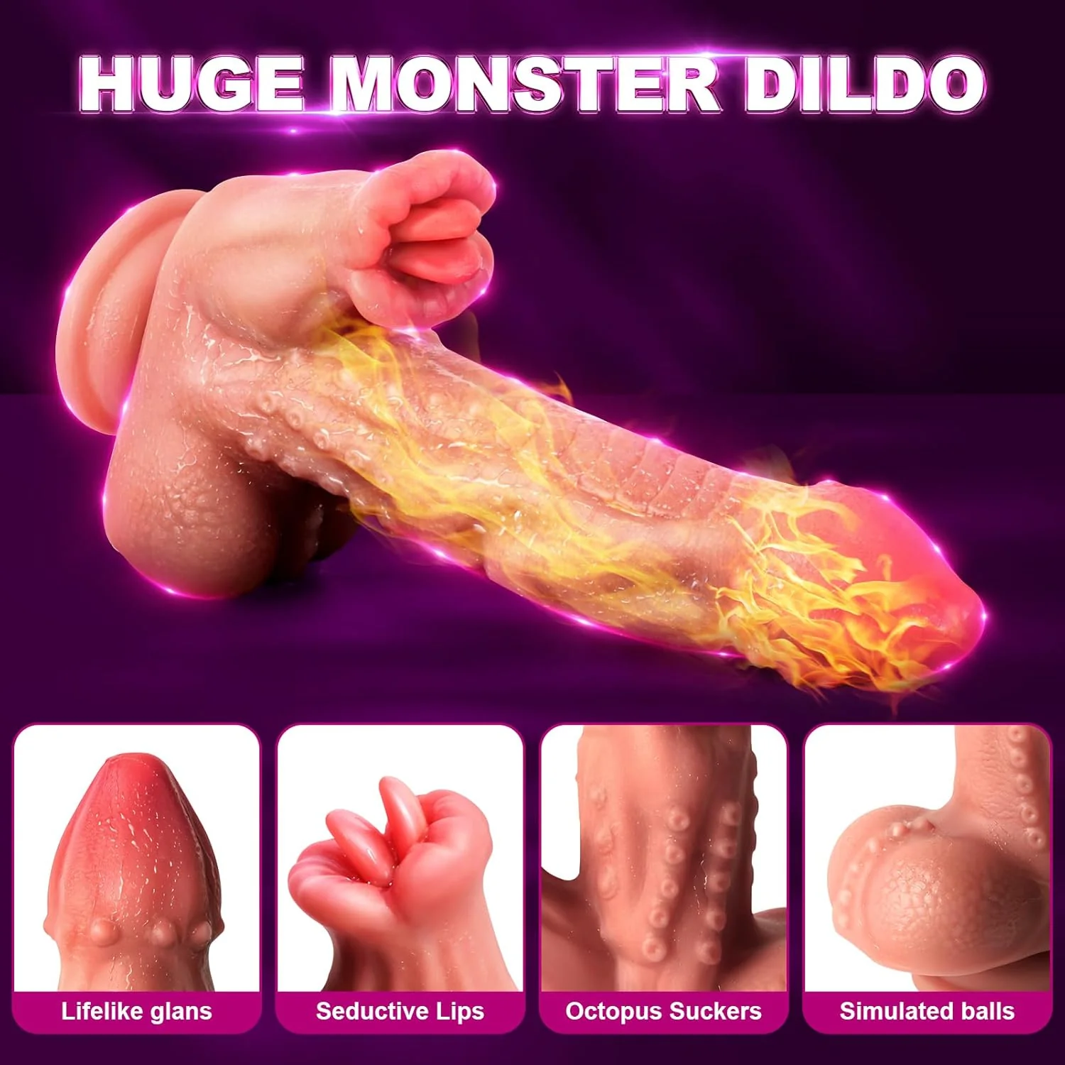 Snake Warrior 9.5in Thrusting Rotation Swinging Dildo Vibrator With Remote - Image 3