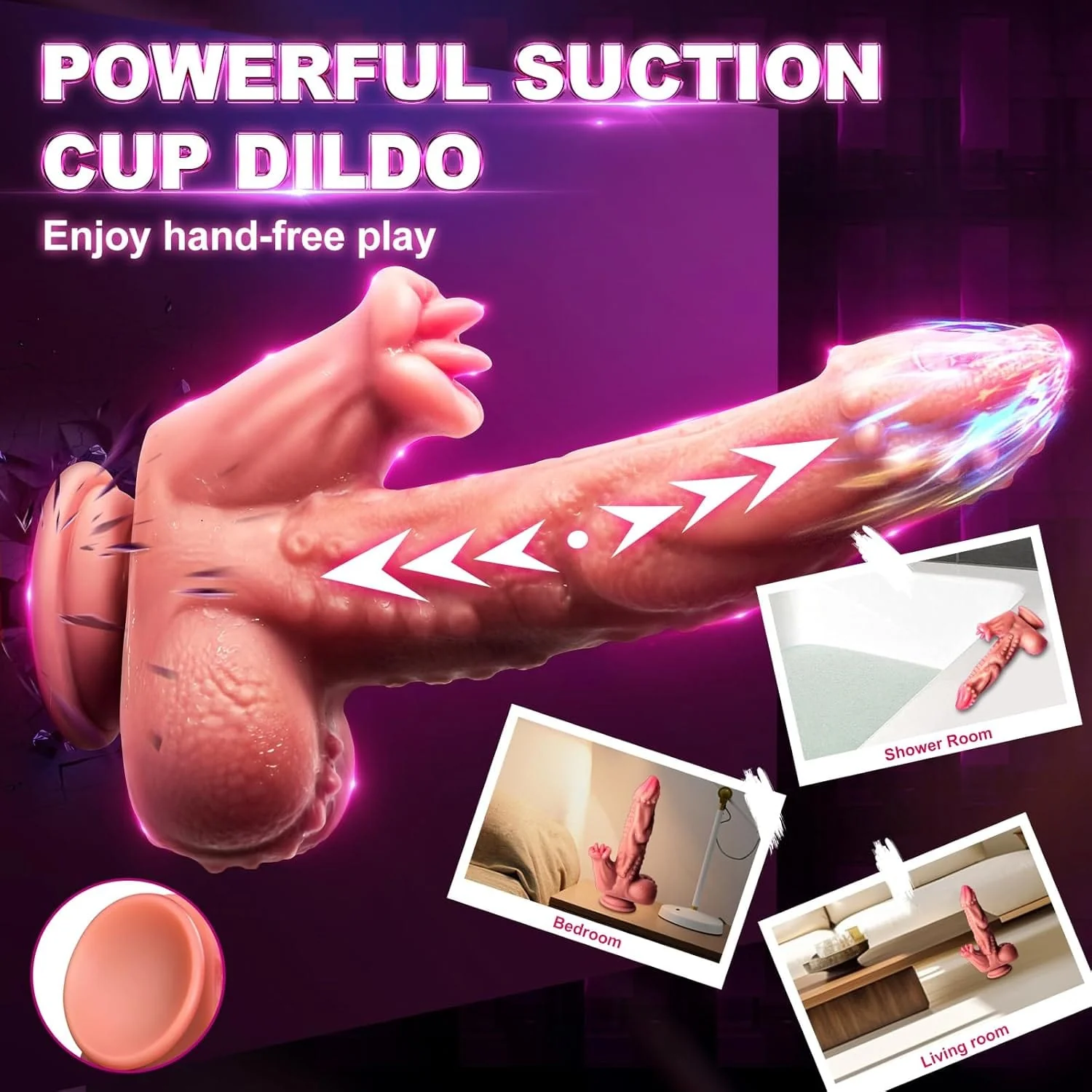 Snake Warrior 9.5in Thrusting Rotation Swinging Dildo Vibrator With Remote - Image 4