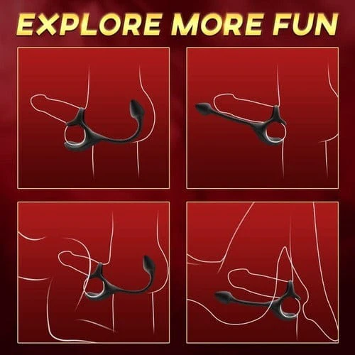 3 In 1 Spherical Vibrating Anal Plug Testicles Stimulator With cock Ring - Image 6