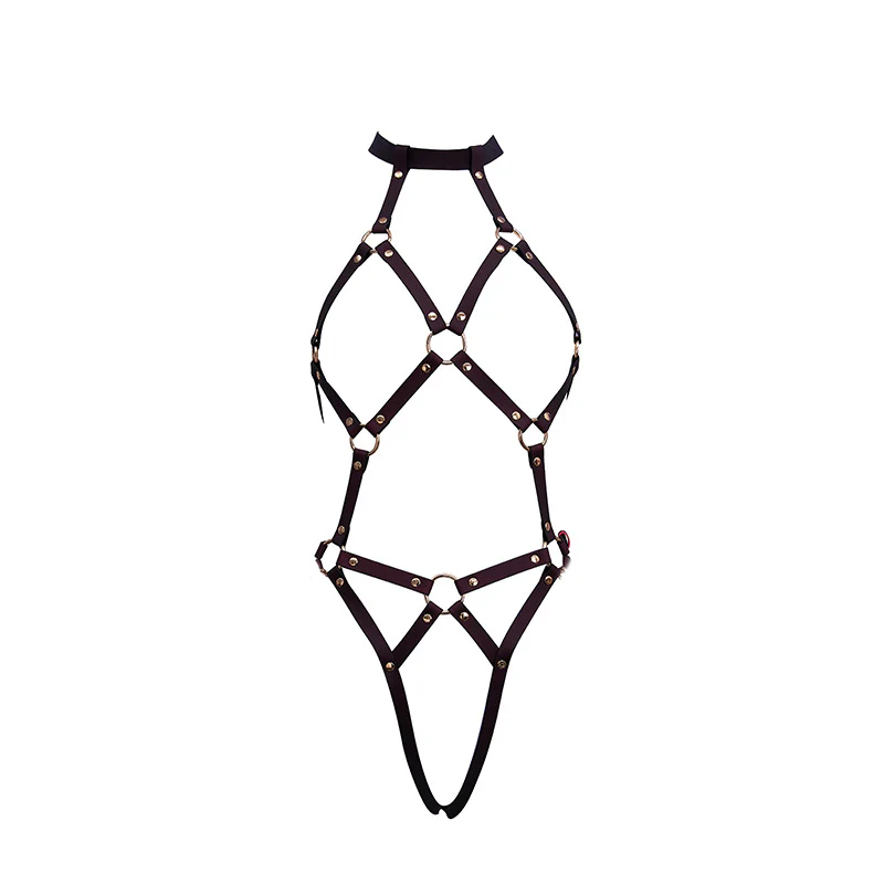 Temperature-Sensitive Color Change BDSM Leather Bondage Suit With Handcuffs