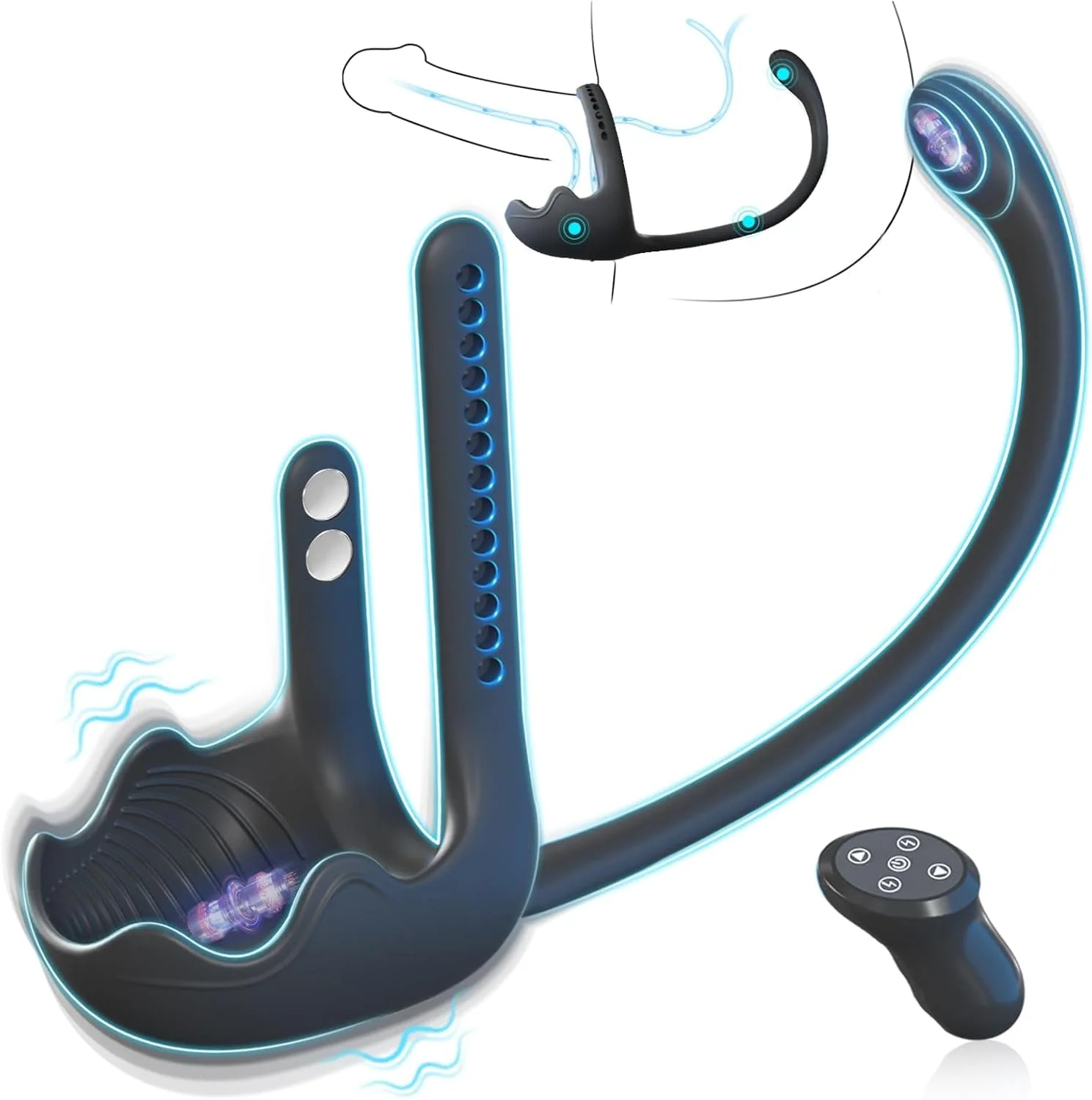 3-in-1 Vibrating Testicle Taint Anal Stimulator with Adjustable Vibrating Cock Ring - Image 7