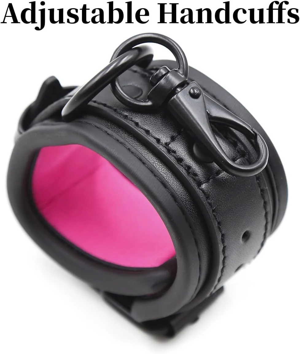 Upgraded BDSM PU Leather Handcuffs Adjustable Cuffs Sex Toy for Couples - Image 3