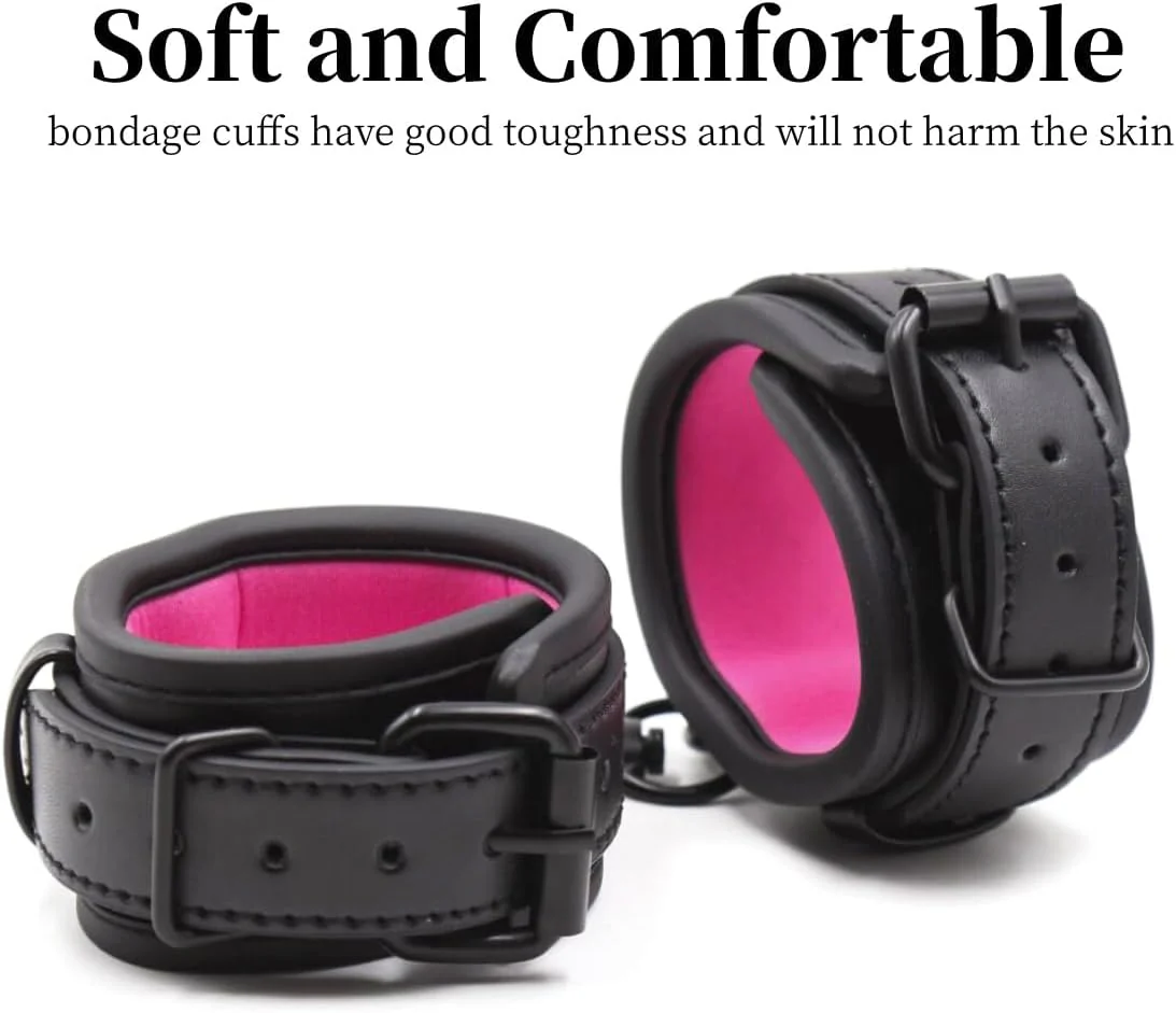 Upgraded BDSM PU Leather Handcuffs Adjustable Cuffs Sex Toy for Couples - Image 4
