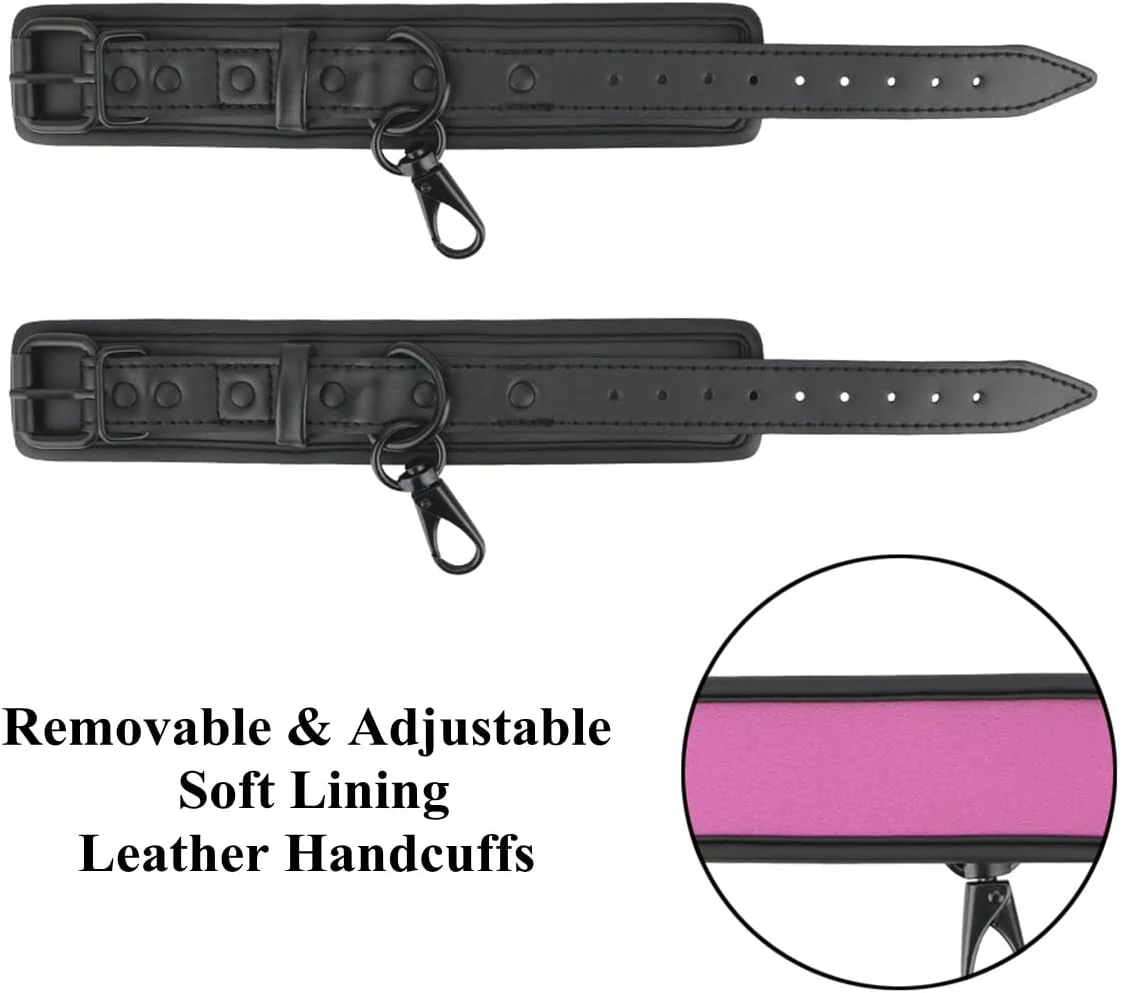 Upgraded BDSM PU Leather Handcuffs Adjustable Cuffs Sex Toy for Couples - Image 6