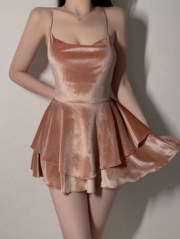 Velvet Layered Suspenders Sexy Nightdress - Image 3