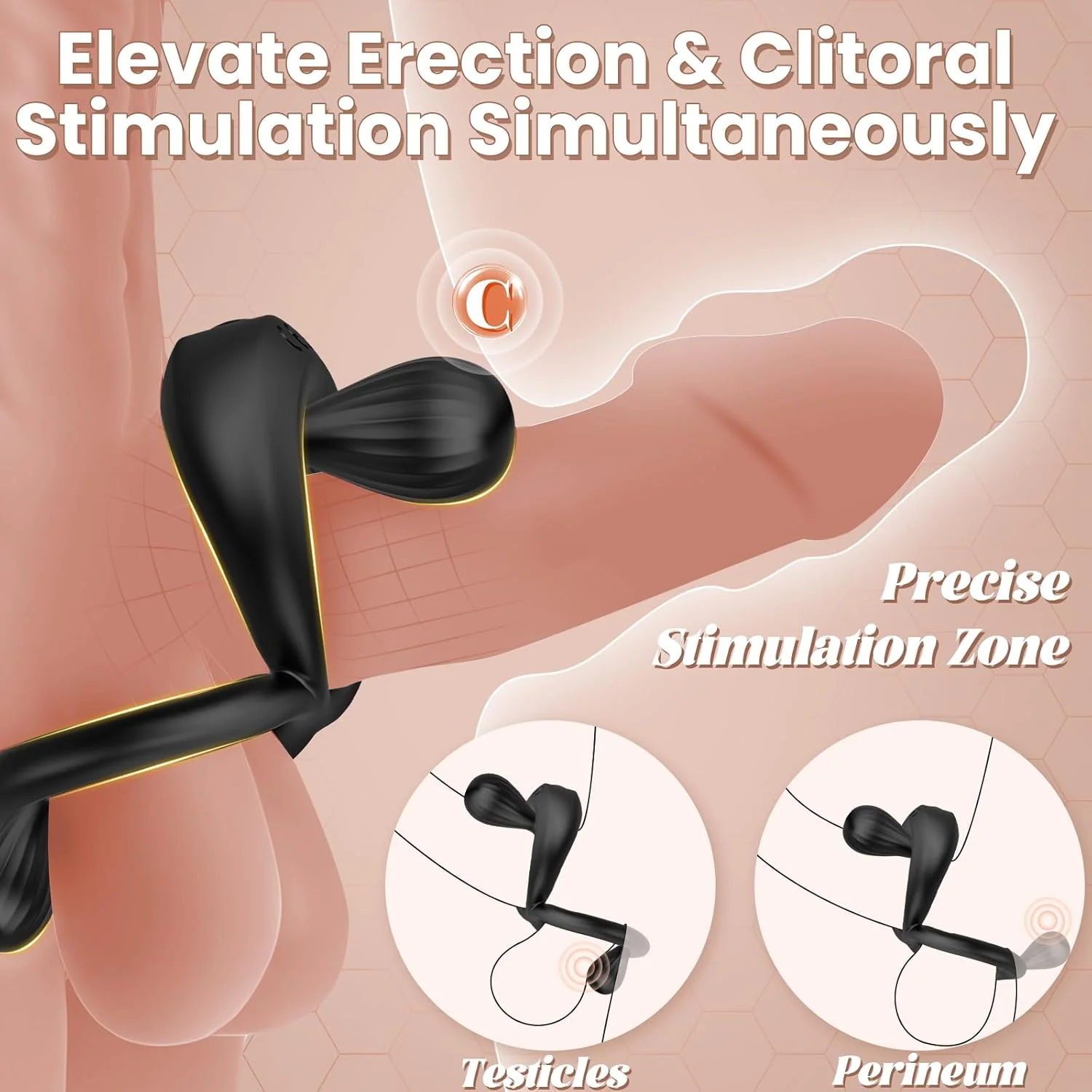 Vibrating Dual Cock Ring with Adjustable Beads - Image 2