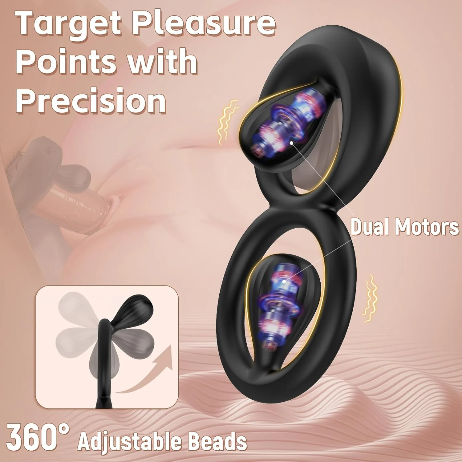 Vibrating Dual Cock Ring with Adjustable Beads - Image 5