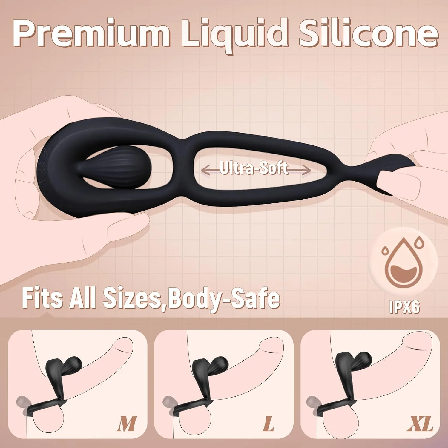 Vibrating Dual Cock Ring with Adjustable Beads - Image 6